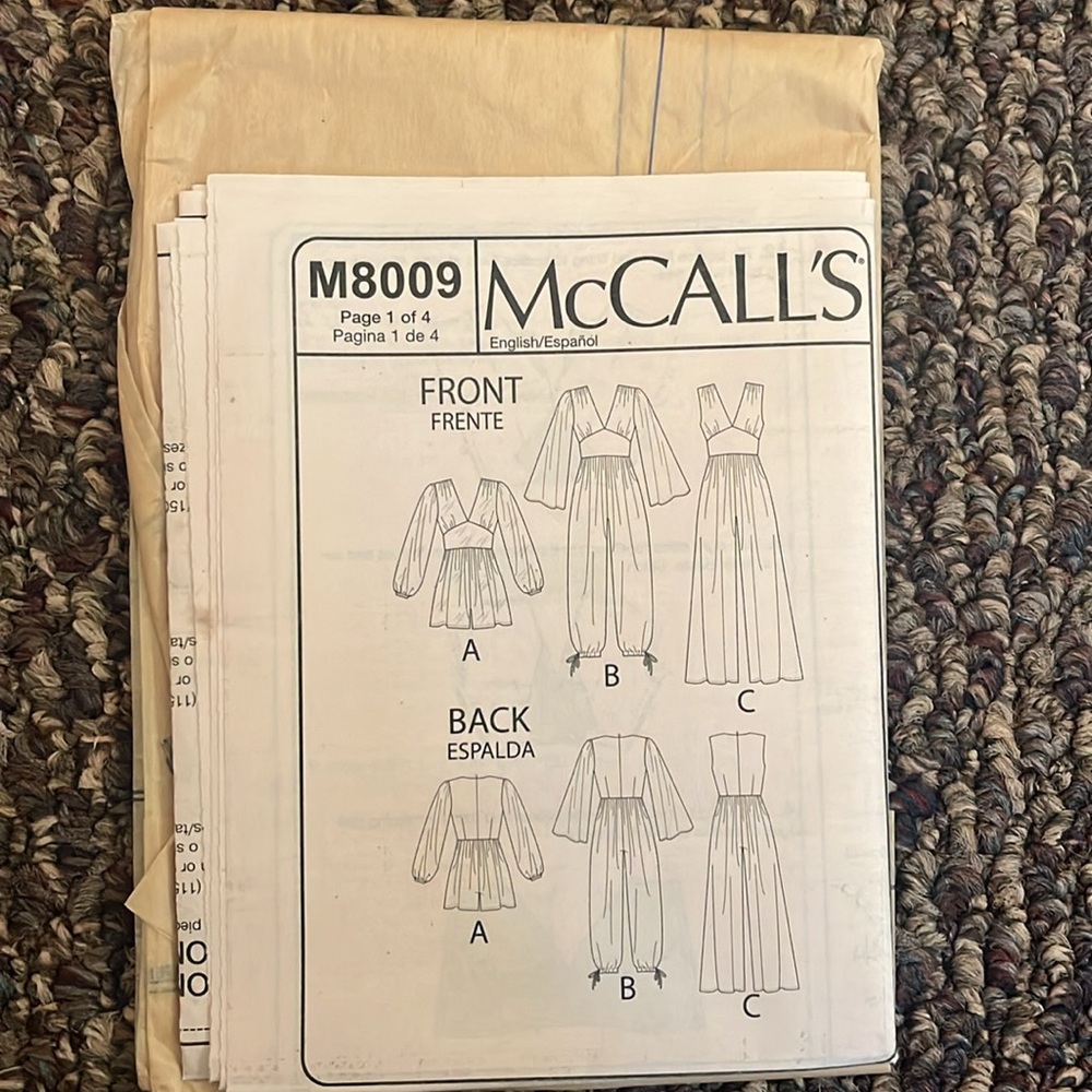 McCalls Jumpsuit Pattern M8009 - Sz A5 (6-8-10-12-14) - Picture 3 of 3